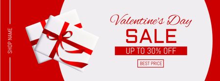 Valentine's Day Sale with White Gift Boxes Facebook cover Design Template