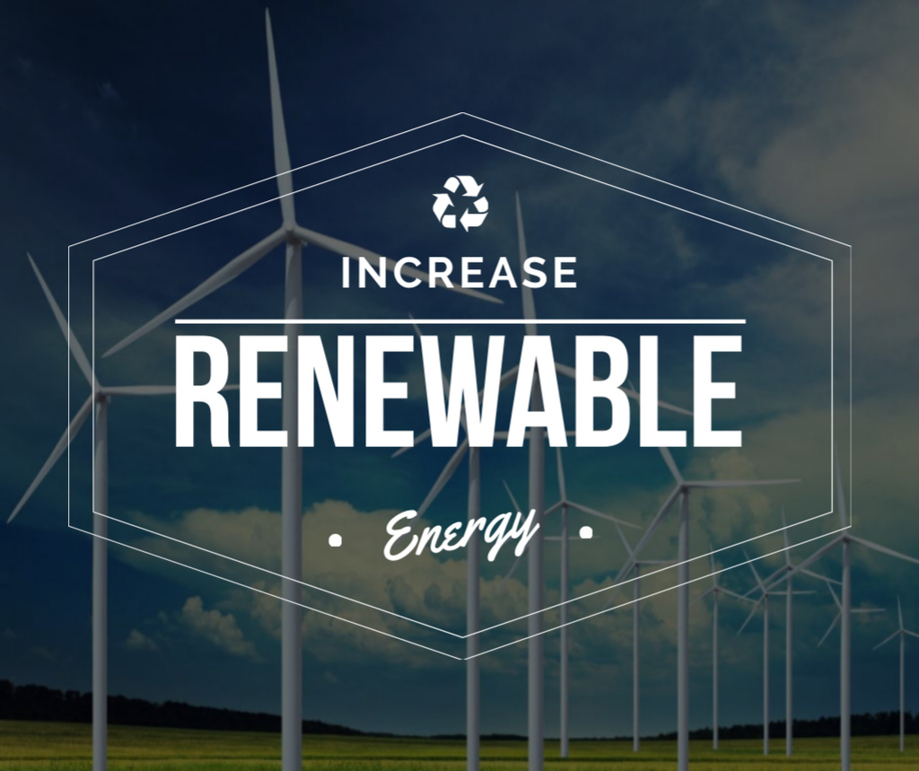 Renewable Energy Wind Turbines Farm Facebook Šablona návrhu