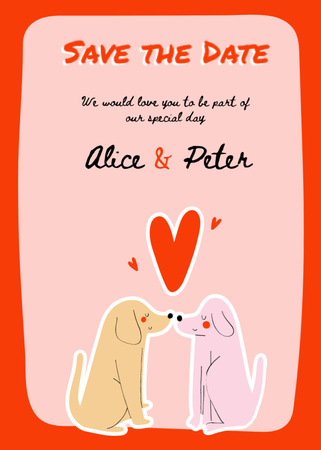 Wedding Announcement With Dogs Postcard 5x7in Vertical Design Template