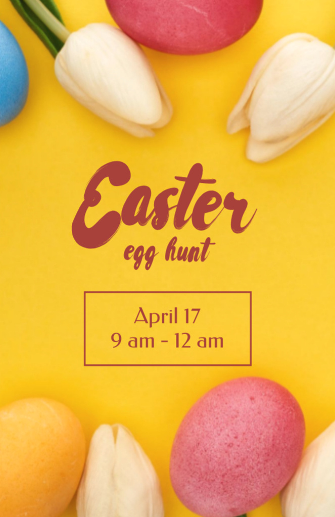 Easter Egg Hunt Announcement on Yellow Flyer 5.5x8.5in Modelo de Design