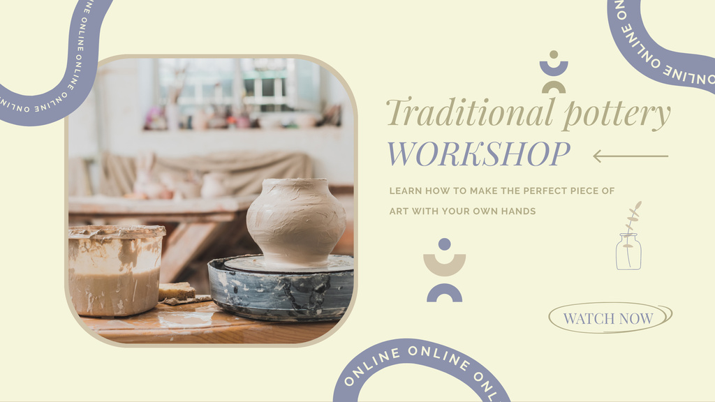 Pottery Workshop Ad with Clay Pot Youtube Design Template