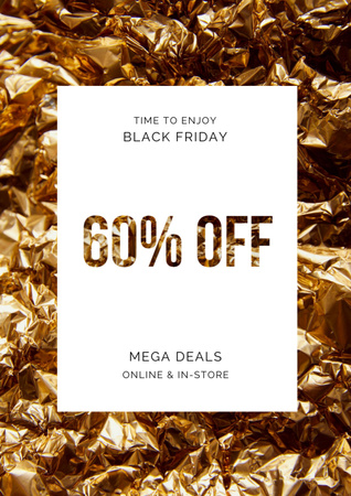 Black Friday deal on golden foil Poster A3 Design Template