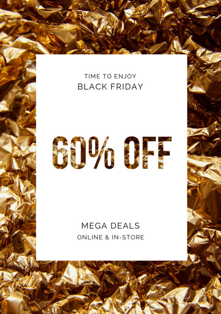 Black Friday Sale on Golden Foil Poster A3 – шаблон для дизайна