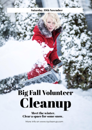 Winter Volunteer clean up Poster B2 Tasarım Şablonu