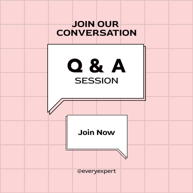 Q&A Session Invitation with Message Bubble Icon on Pink Instagramデザインテンプレート
