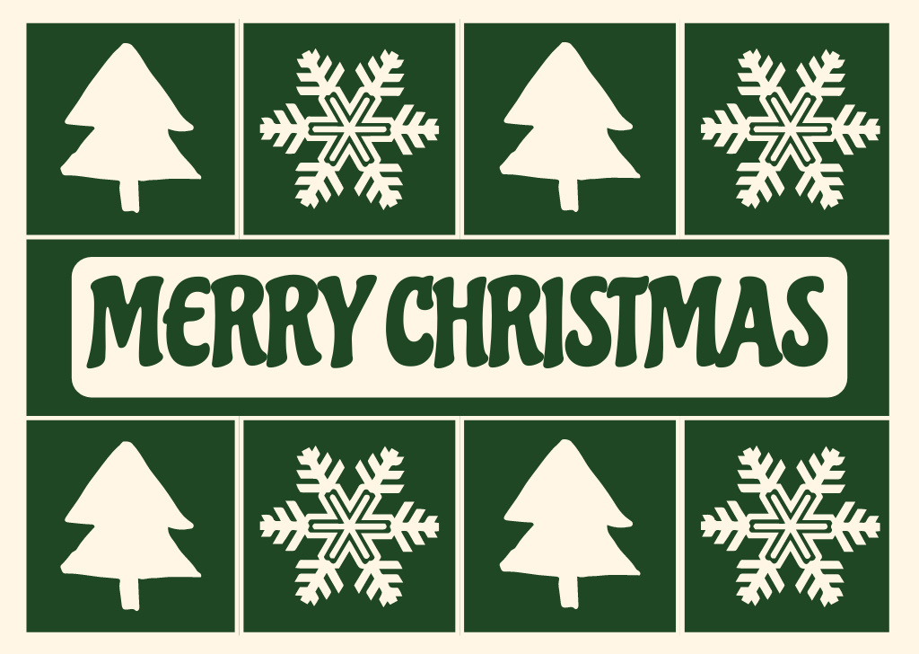 Christmas Greetings  with Illustrated Pattern Card – шаблон для дизайну