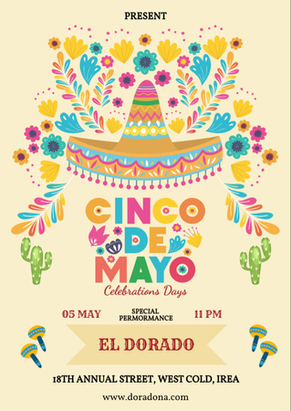 Cinco De Mayo Celebration Invitation Flyer A6 Design Template