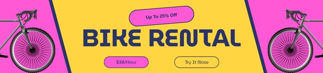 Cycling Rental Services Offer on Pink and Yellow Ebay Store Billboard – шаблон для дизайна