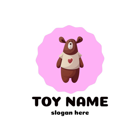 Toy Store Emblem with Teddy Bear Animated Logo Design Template