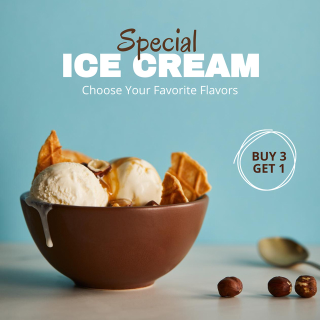 Yummy Fresh Ice Cream in Bowl Instagramデザインテンプレート