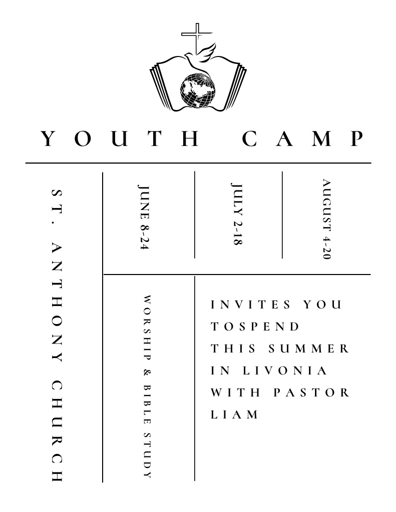 Youth Religious Camp Simple Program Flyer 8.5x11in Design Template