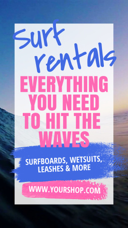 Ontwerpsjabloon van Instagram Video Story van Surf Rentals Offer