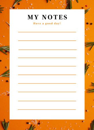 Personal Planner with Rosemary and Spices on Orange Notepad 4x5.5in Design Template