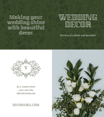 Modèle de visuel Décoration de mariage avec bouquet de fleurs tendres - Brochure 9x8in Bi-fold