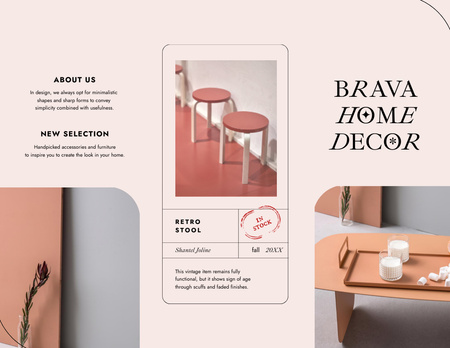Home Decor Offer with Minimalistic Interior Brochure 8.5x11in Z-fold Šablona návrhu