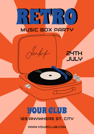 Retro Music Party Announcement Poster Design Template