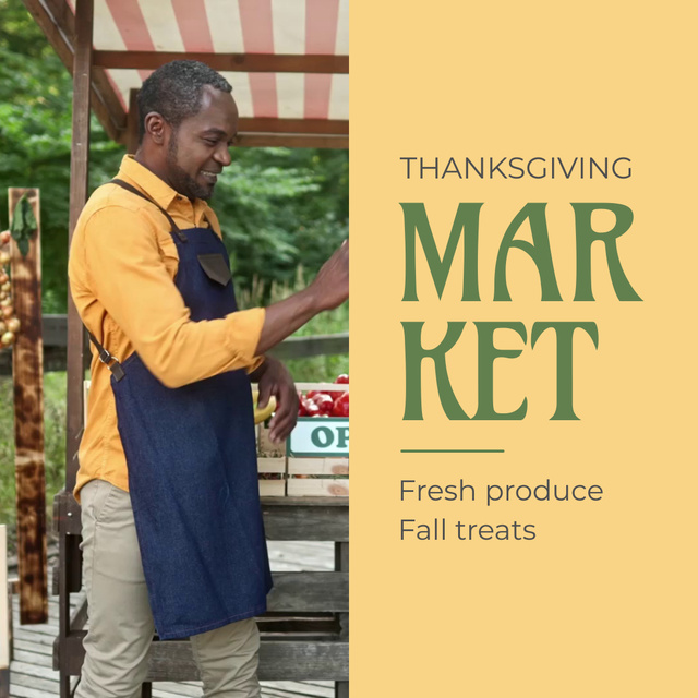 Thanksgiving Market Announcement With Autumn Harvest Animated Post Modelo de Design