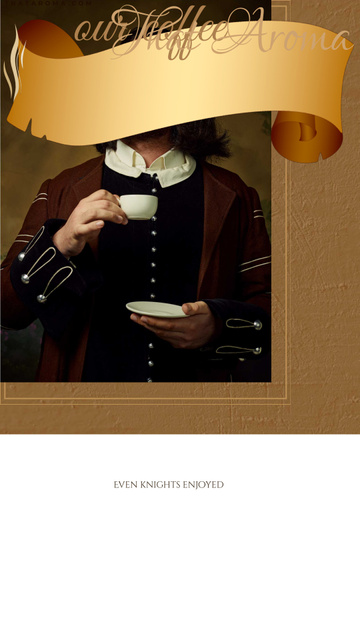 Man in Medieval Costume holding Coffee cup Instagram Video Story Tasarım Şablonu