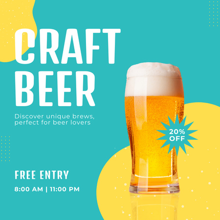 Offer Discounts on Craft Beer in Glass Instagram Design Template
