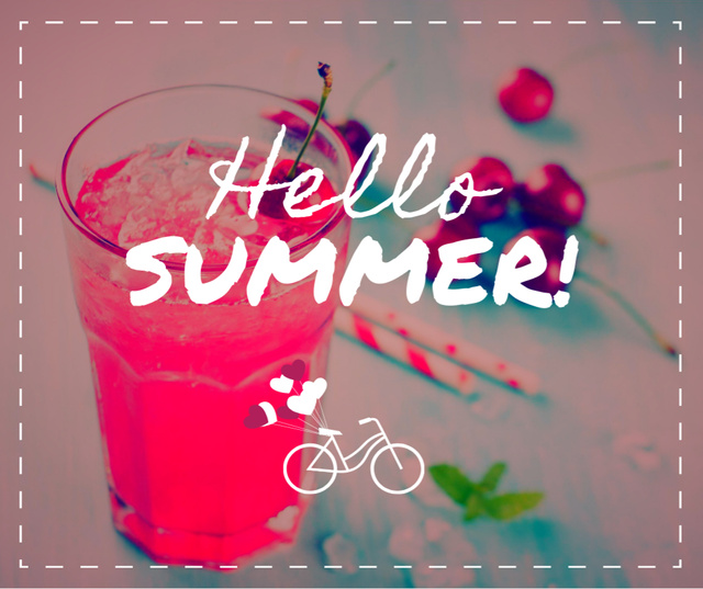 Designvorlage Summer Drink with Red Cherries für Facebook