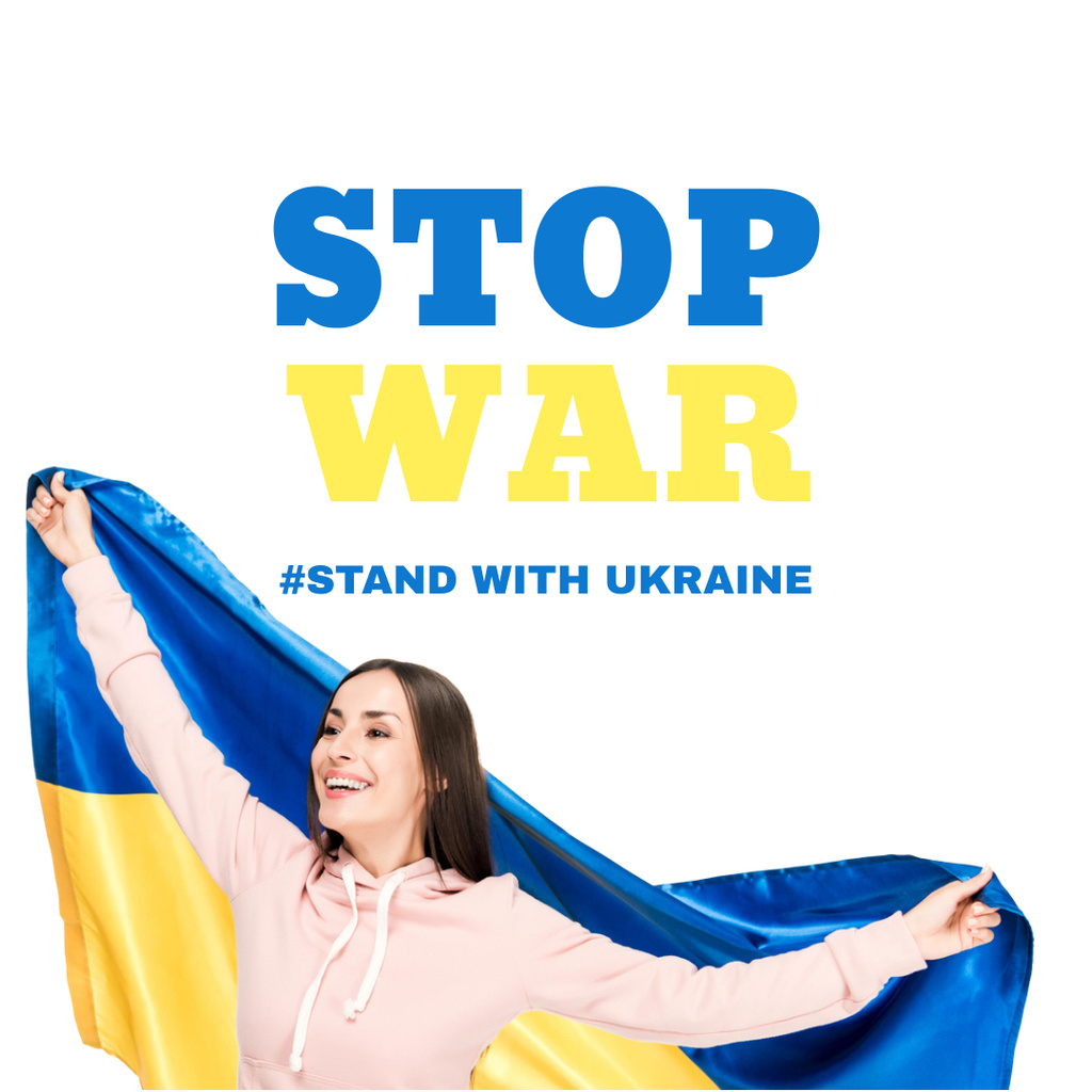 Modèle de visuel Stop War Apeal with Ukrainian Woman - Instagram