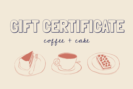 Cafe offer with Coffee and Cake Gift Certificate tervezősablon