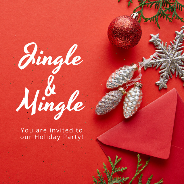 Christmas Holiday Party Announcement And Festive Decorations Instagram Design Template