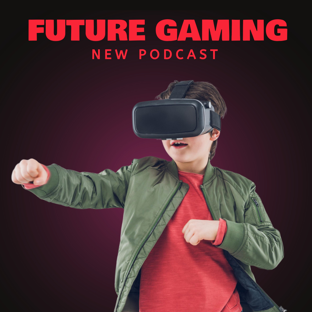 Platilla de diseño Podcast about Future Gaming  Podcast Cover