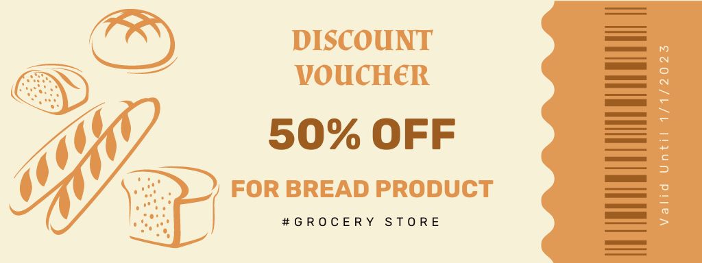 Illustrated Various Types Of Bread With Discount Couponデザインテンプレート