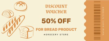 Illustrated Various Types Of Bread With Discount Coupon Design Template