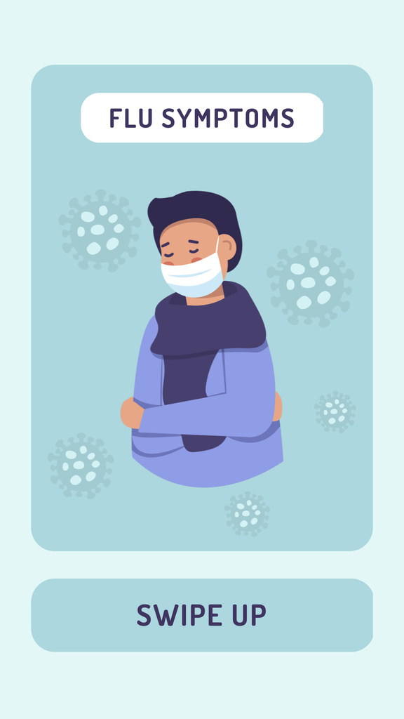 Flu symptoms with Man wearing Mask Instagram Story Design Template