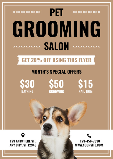 Grooming Salon for Pets Posterデザインテンプレート