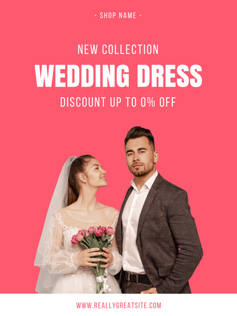 Plantilla de diseño de New Collection Wedding Dress Discount Poster US 
