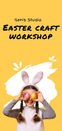 Easter Workshop Announcement with Cheerful Little Girl Flyer DIN Large Design Template