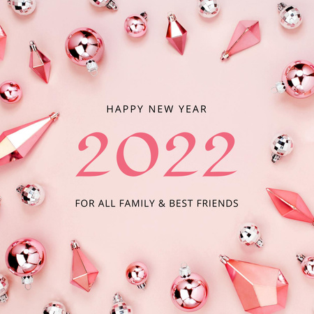 Cute New Year Greeting with Toys Instagram Design Template