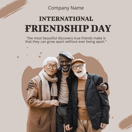 Dia Internacional da Amizade com citações inspiradoras Instagram Modelo de Design