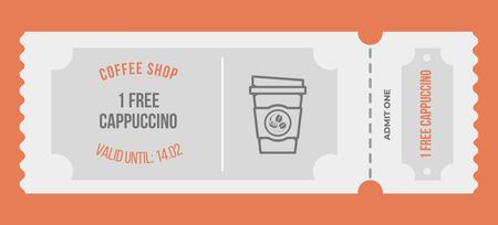 Designvorlage Kostenloser Cappuccino zum Mitnehmen im Café für Coupon 3.75x8.25in