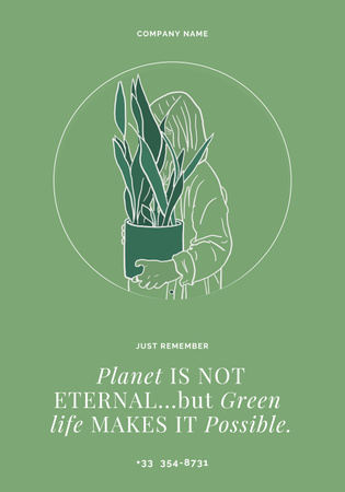 Plantilla de diseño de Eco Concept with Girl holding Plant Poster 28x40in 
