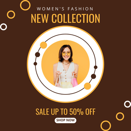 Fashion Collection Ad with Attractive Woman Instagram Design Template