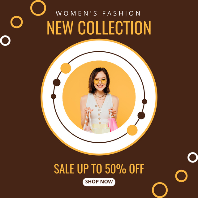 Fashion Collection Ad with Attractive Woman Instagram tervezősablon