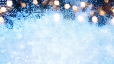 Plantilla de diseño de Ramitas de Navidad brillantes con estrellas Zoom Background 