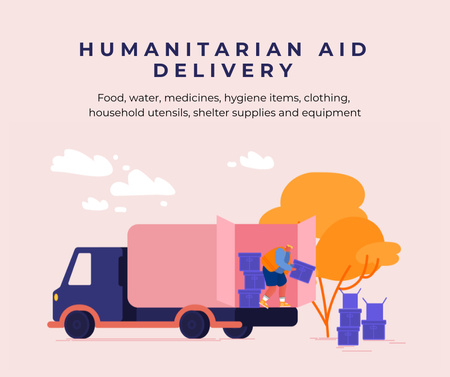 Humanitarian Help during War in Ukraine Facebook Design Template