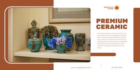 Керамические вазы для домашнего декора Twitter – шаблон для дизайна