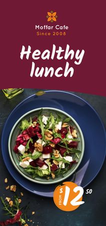 Healthy Menu Offer with Salad in Plate Flyer DIN Large Tasarım Şablonu