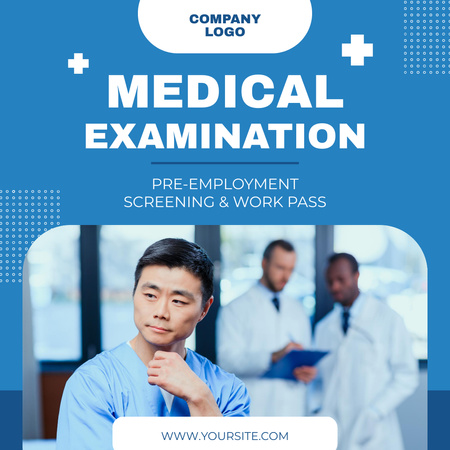 Medical Examination Ad with Multiracial Doctors Instagram Design Template