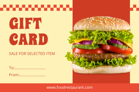 İştah Açan Burgerler İçin Hediye Çeki Fırsatı Gift Certificate Tasarım Şablonu