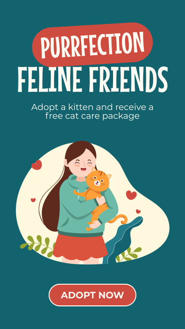 Adopt Kitten and Get Perfect Friend Instagram Video Story – шаблон для дизайна