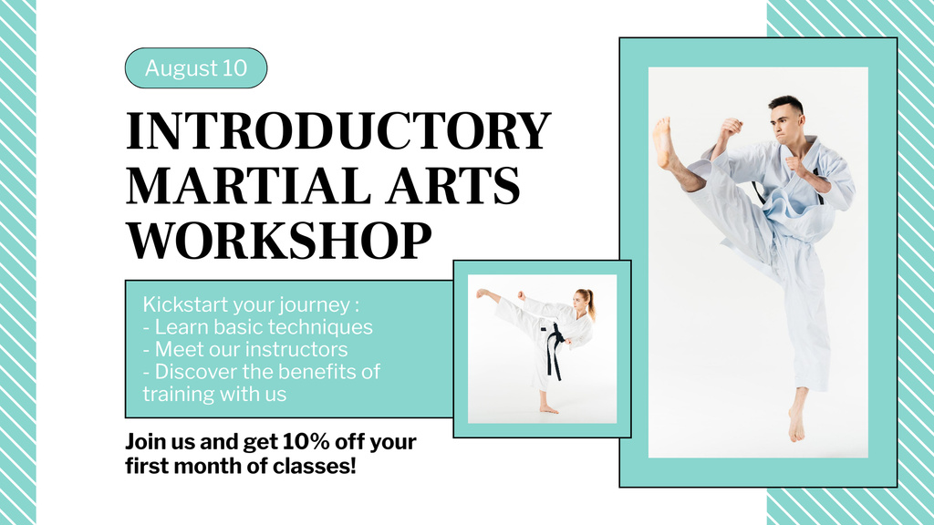 Martial Arts Workshop Ad with Karate Fighters FB event cover Modelo de Design