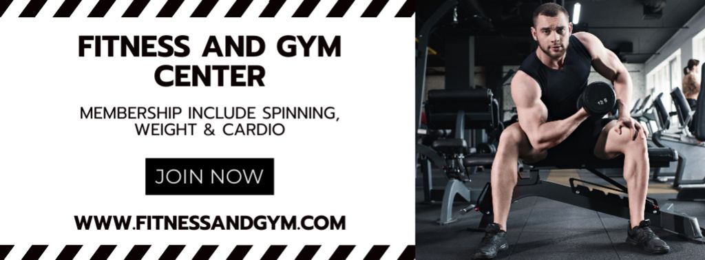 Fitness And Gym Center Promotion Facebook cover Design Template