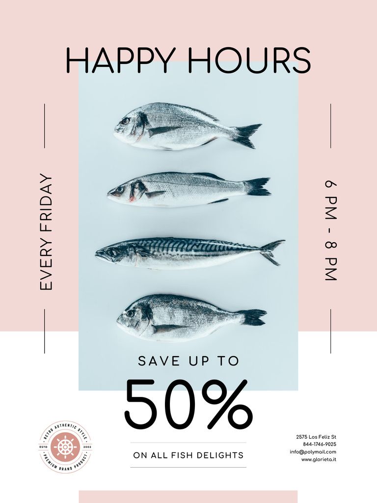 Platilla de diseño River And Sea Fish At Discounted Rates Offer Poster US